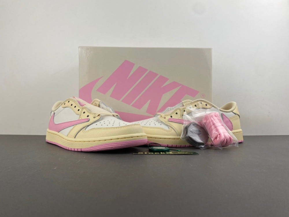 Travis Scott x Air Jordan 1 Low OG Shy Pink (Reverse Swoosh) Low Top Style Code: IQ7604-100