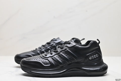 Ecco Men's Leather Shoes, Top Grain Cowhide, Perforated Design, Thick-Soled Lightweight Casual Shoes for Summer