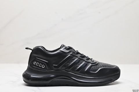 Ecco Men's Leather Shoes, Top Grain Cowhide, Perforated Design, Thick-Soled Lightweight Casual Shoes for Summer