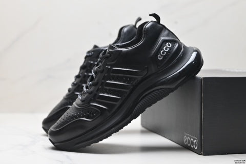 Ecco Men's Leather Shoes, Top Grain Cowhide, Perforated Design, Thick-Soled Lightweight Casual Shoes for Summer