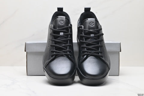 Ecco sneakers, leather round toe flat men's low-top casual shoes
