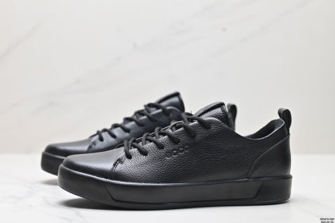 Ecco sneakers, leather round toe flat men's low-top casual shoes