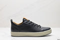 Ecco casual shoes, leather round toe flat shoes, men's low-top sneakers