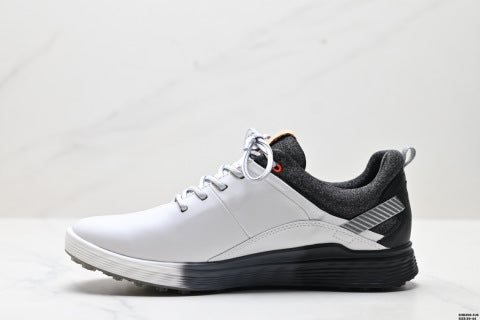 ECCO Golfs-Three athletic shoes with a patchwork upper, breathable mesh, lightweight, casual walking shoes.