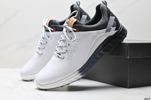 ECCO Golfs-Three athletic shoes with a patchwork upper, breathable mesh, lightweight, casual walking shoes.
