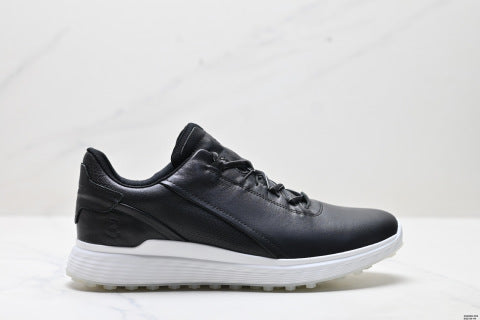 ECCO GOLF S-Three walking shoes, featuring a patchwork upper, breathable mesh, lightweight, and casual athletic design.