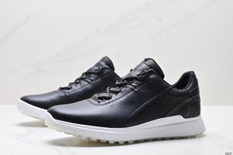 ECCO GOLF S-Three walking shoes, featuring a patchwork upper, breathable mesh, lightweight, and casual athletic design.