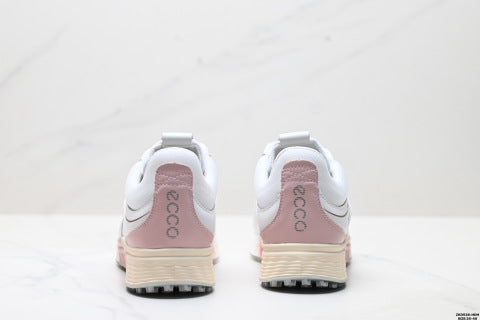 ECCO GOLF S-Three athletic shoes: patchwork upper, breathable mesh, lightweight, casual walking shoes.