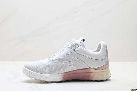 ECCO GOLF S-Three athletic shoes: patchwork upper, breathable mesh, lightweight, casual walking shoes.