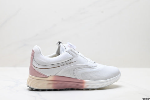 ECCO GOLF S-Three athletic shoes: patchwork upper, breathable mesh, lightweight, casual walking shoes.
