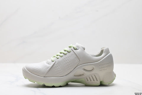 Ecco BIOM C-TRAIL series hiking shoes, woman made of cowhide, round toe, thick sole, lace-up, low-top.