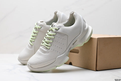Ecco BIOM C-TRAIL series hiking shoes, woman made of cowhide, round toe, thick sole, lace-up, low-top.