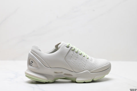 Ecco BIOM C-TRAIL series hiking shoes, woman made of cowhide, round toe, thick sole, lace-up, low-top.