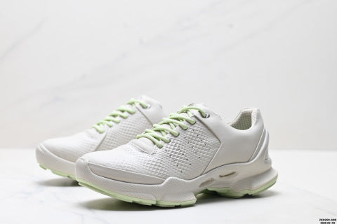 Ecco BIOM C-TRAIL series hiking shoes, woman made of cowhide, round toe, thick sole, lace-up, low-top.