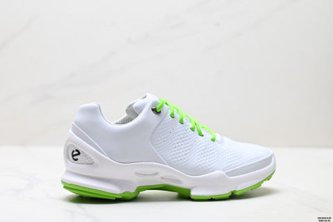 Ecco BIOM C-TRAIL series woman leather hiking shoes with round toe, thick sole, and laces.