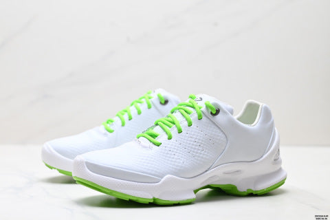 Ecco BIOM C-TRAIL series woman leather hiking shoes with round toe, thick sole, and laces.