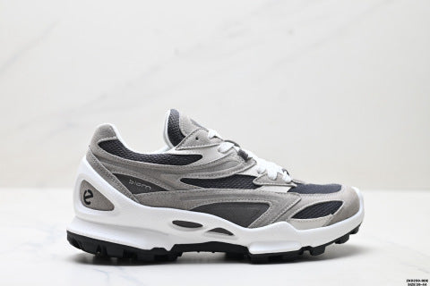 Ecco BIOM C-TRAIL series leather, round toe, thick sole, lace-up, low-top hiking shoes