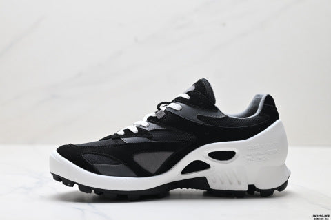 Ecco BIOM C-TRAIL series athletic shoes, made of cowhide, round toe, thick sole, lace-up, low-top, hiking shoes.