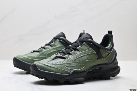Ecco BIOM C-TRAIL series leather, round toe, thick sole, lace-up, low-top hiking shoes