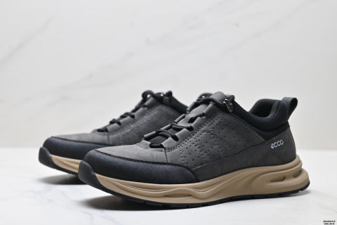 Ecco Sko series men's leather round toe platform lace-up hiking shoes