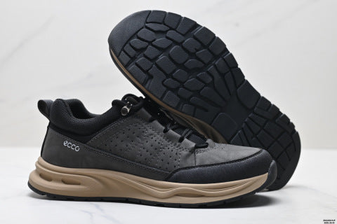 Ecco Sko series men's leather round toe platform lace-up hiking shoes