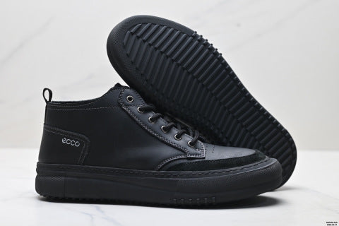 Ecco SOFT 5 LACE-UP Series Men's Leather Round Toe Platform Casual Shoes