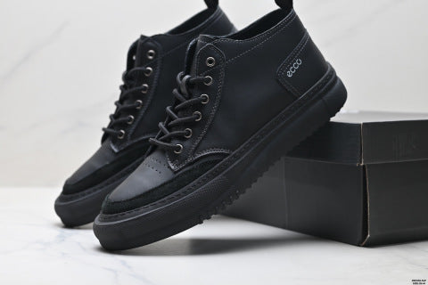 Ecco SOFT 5 LACE-UP Series Men's Leather Round Toe Platform Casual Shoes
