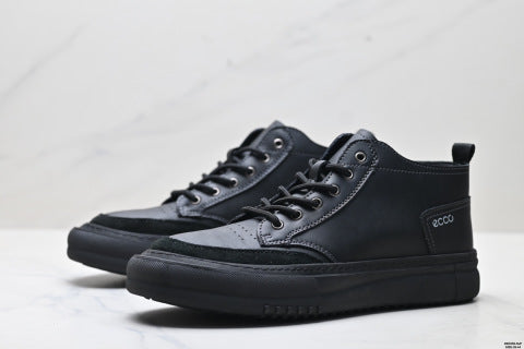 Ecco SOFT 5 LACE-UP Series Men's Leather Round Toe Platform Casual Shoes
