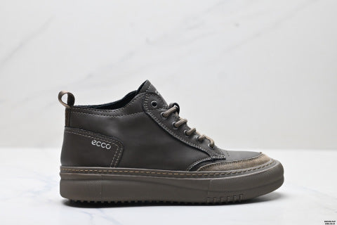 Ecco SOFT 5 LACE-UP Series Men's Outdoor Shoes, Leather Round Toe Platform Casual Shoes