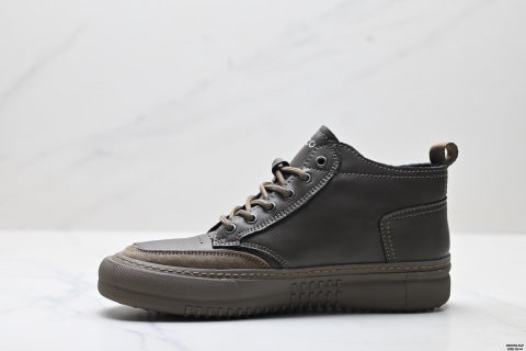 Ecco SOFT 5 LACE-UP Series Men's Outdoor Shoes, Leather Round Toe Platform Casual Shoes