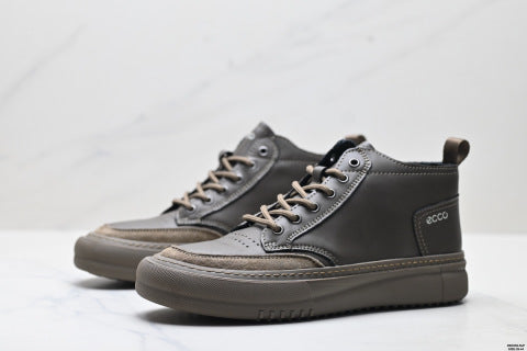 Ecco SOFT 5 LACE-UP Series Men's Outdoor Shoes, Leather Round Toe Platform Casual Shoes