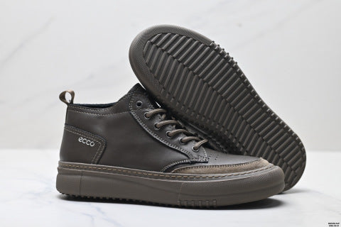 Ecco SOFT 5 LACE-UP Series Men's Outdoor Shoes, Leather Round Toe Platform Casual Shoes