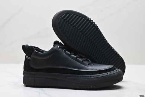 Ecco SOFT 5 LACE-UP Series Leather Round Toe Platform Lace-up Casual Shoes