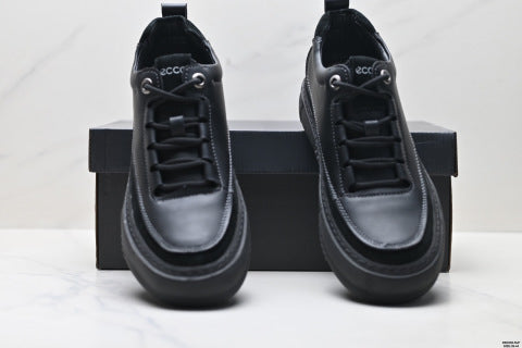 Ecco SOFT 5 LACE-UP Series Leather Round Toe Platform Lace-up Casual Shoes