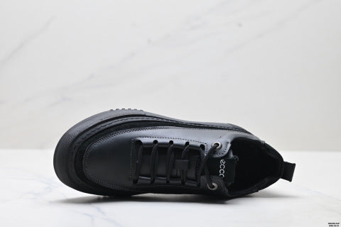 Ecco SOFT 5 LACE-UP Series Leather Round Toe Platform Lace-up Casual Shoes