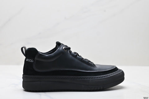 Ecco SOFT 5 LACE-UP Series Leather Round Toe Platform Lace-up Casual Shoes