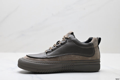 Ecco SOFT 5 LACE-UP series walking shoes, made of cowhide leather, round toe, thick sole, lace-up, casual shoes.
