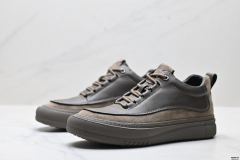 Ecco SOFT 5 LACE-UP series walking shoes, made of cowhide leather, round toe, thick sole, lace-up, casual shoes.
