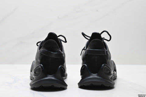 Ecco BIOM INFINITE series leather hiking shoes with round toe, thick sole, and laces.