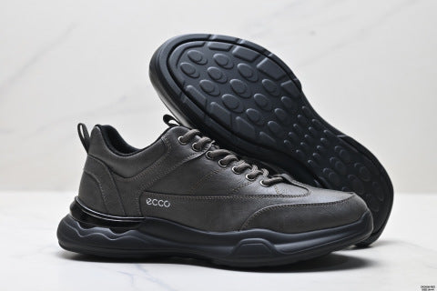 Ecco Men's New Spring Running Sports Shoes, Fleece-lined Genuine Leather Travel Soft-soled Casual Shoes
