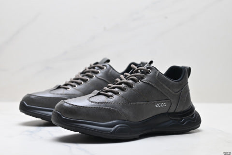 Ecco Men's New Spring Running Sports Shoes, Fleece-lined Genuine Leather Travel Soft-soled Casual Shoes