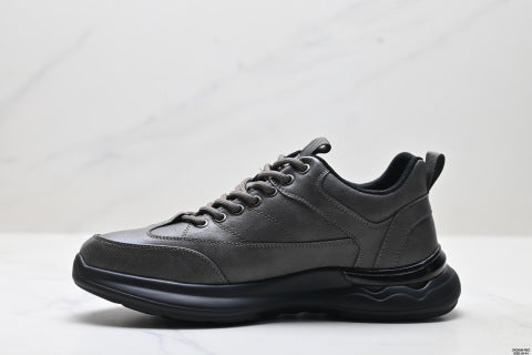 Ecco Men's New Spring Running Sports Shoes, Fleece-lined Genuine Leather Travel Soft-soled Casual Shoes