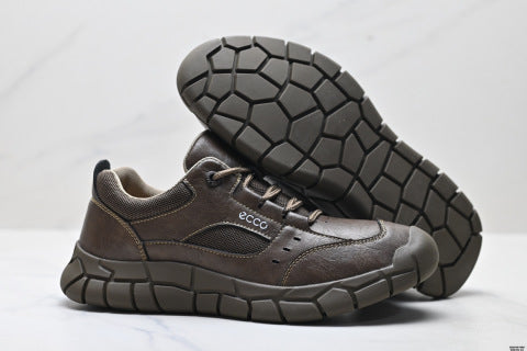 Ecco men's outdoor sports casual leather shoes, genuine leather, waterproof, non-slip, hiking shoes, thick-soled, wear-resistant work shoes