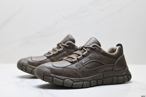 Ecco men's outdoor sports casual leather shoes, genuine leather, waterproof, non-slip, hiking shoes, thick-soled, wear-resistant work shoes