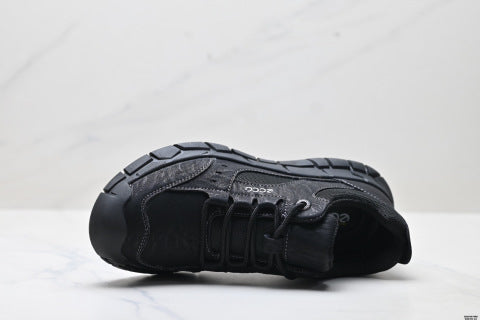 Ecco Men's Outdoor Sports Shoes Casual Genuine Leather Hiking Shoes Thick Sole Wear-Resistant