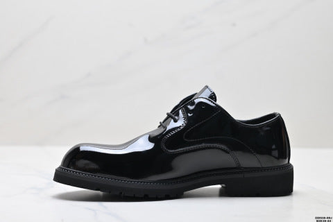 Ecco Soft 5 Lace Top Grain Leather Shoes - Simple Business Style, Genuine Glossy Leather
