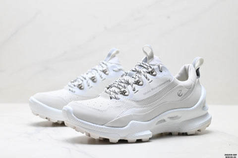 Ecco BIOM C series leather, round toe, thick sole, lace-up, low-top hiking shoes