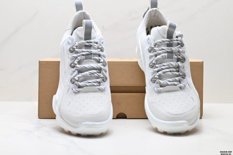 Ecco BIOM C series leather, round toe, thick sole, lace-up, low-top hiking shoes