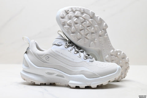 Ecco BIOM C series leather, round toe, thick sole, lace-up, low-top hiking shoes