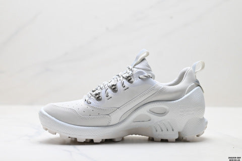 Ecco BIOM C series leather, round toe, thick sole, lace-up, low-top hiking shoes